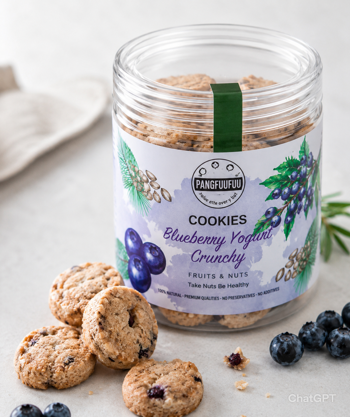 Pangfuufuu Blueberry Yogurt Flavor Crunchy Cookies Keto Snack