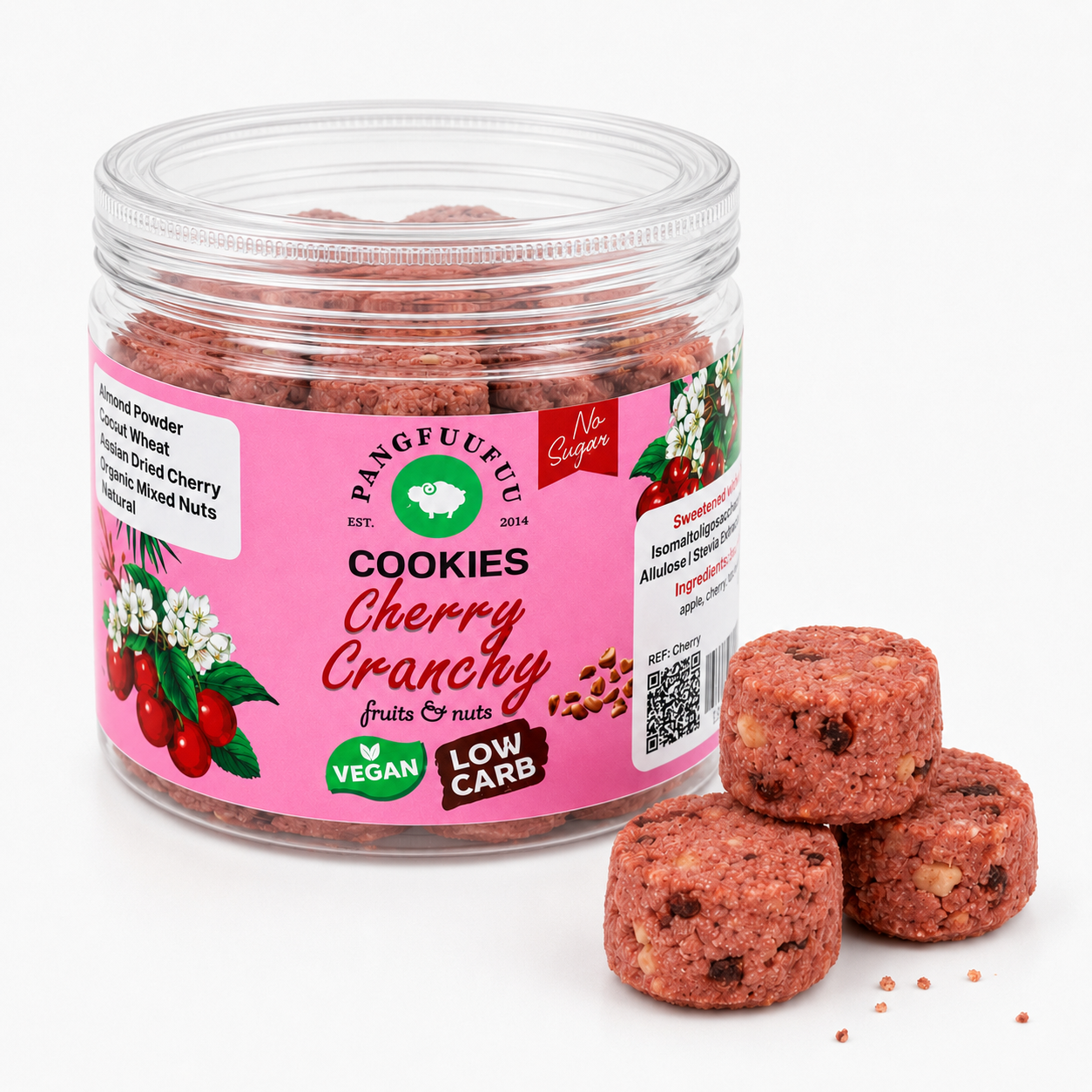 Pangfuufuu Cherry Flavor Crunchy Cookies Keto friendly Snacks